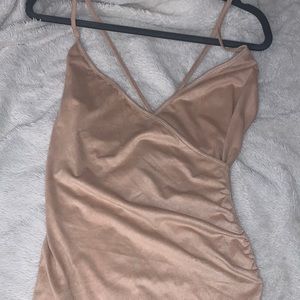 Nude suede tight dress